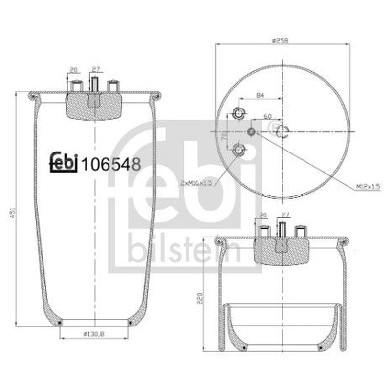 Febi Air Suspension Bellow 130mm Rear 106548