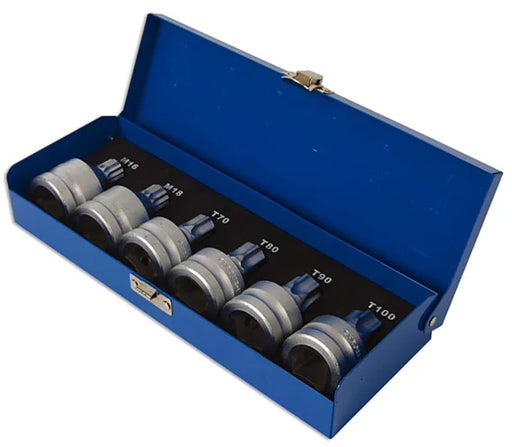 Laser Tools Tamperproof Spline & Star Socket Bit Set 3/4"D 6pc - PL