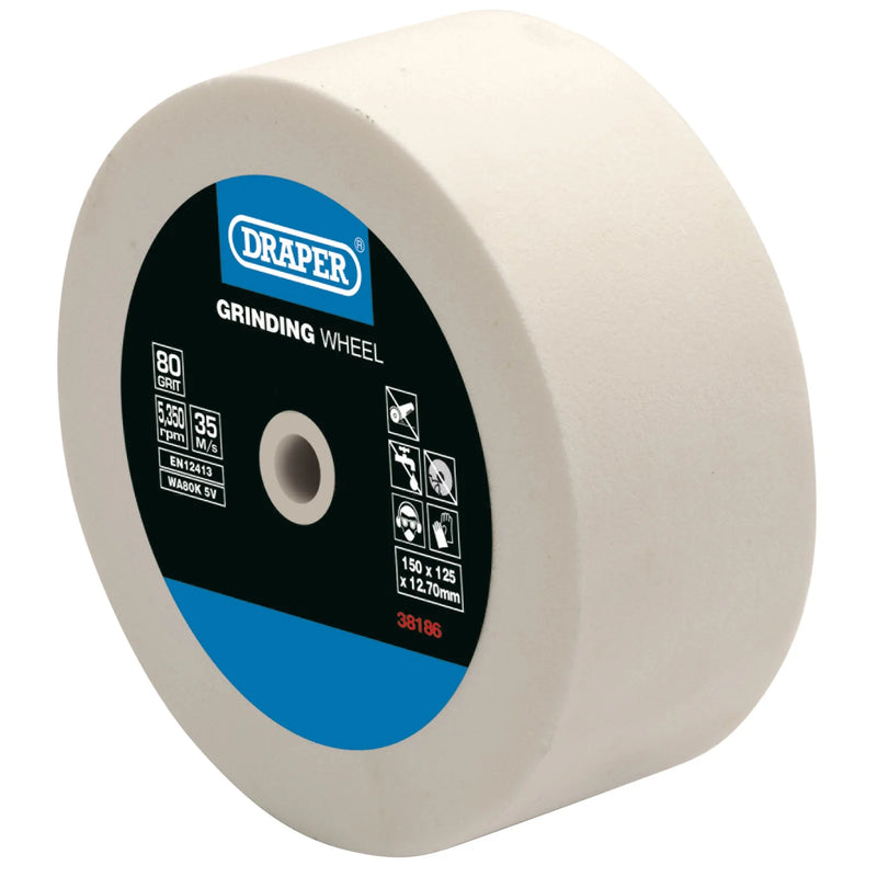 Draper Aluminium Oxide Grinding Wheel 125mm 80 Grit