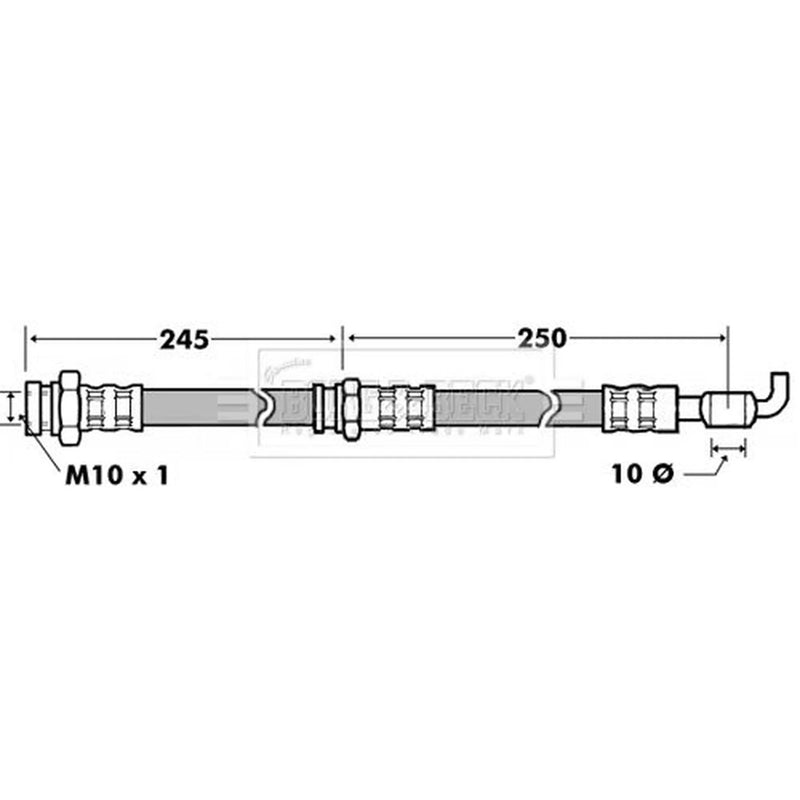 Borg & Beck Brake Hydraulic Hose Line Front Left BBH7433