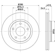DON 2 x Internally Vented Front Brake Discs PCD12712
