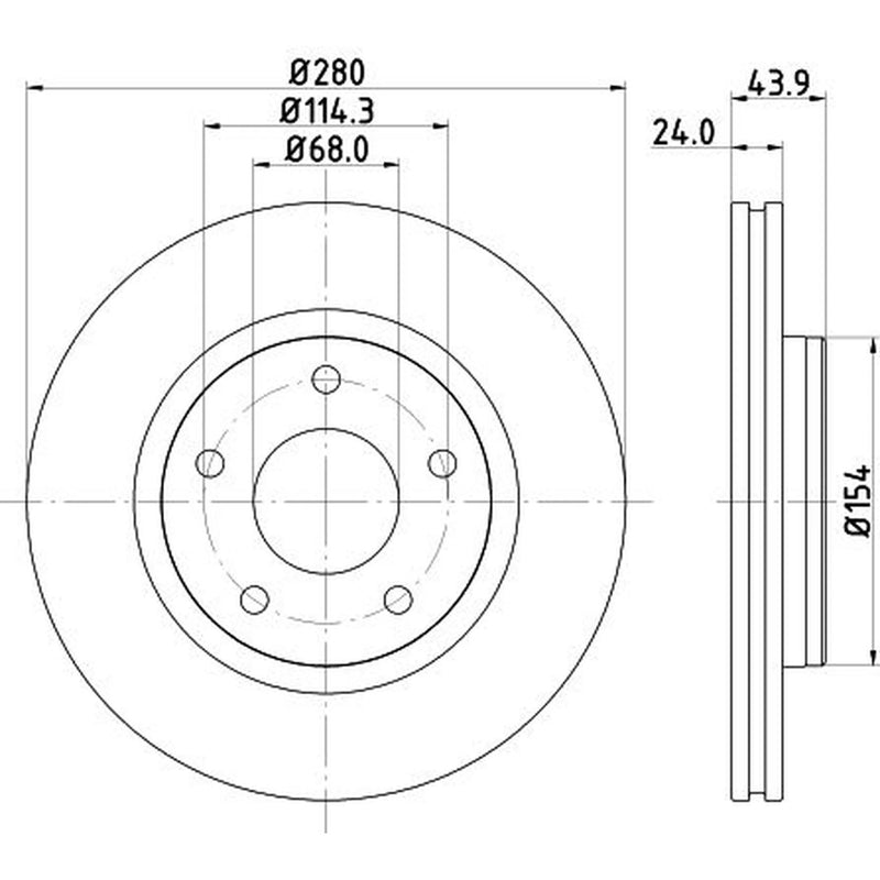 DON 2 x Internally Vented Front Brake Discs PCD12712