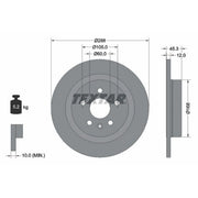 Textar 2 x Solid Rear Brake Discs 92275203