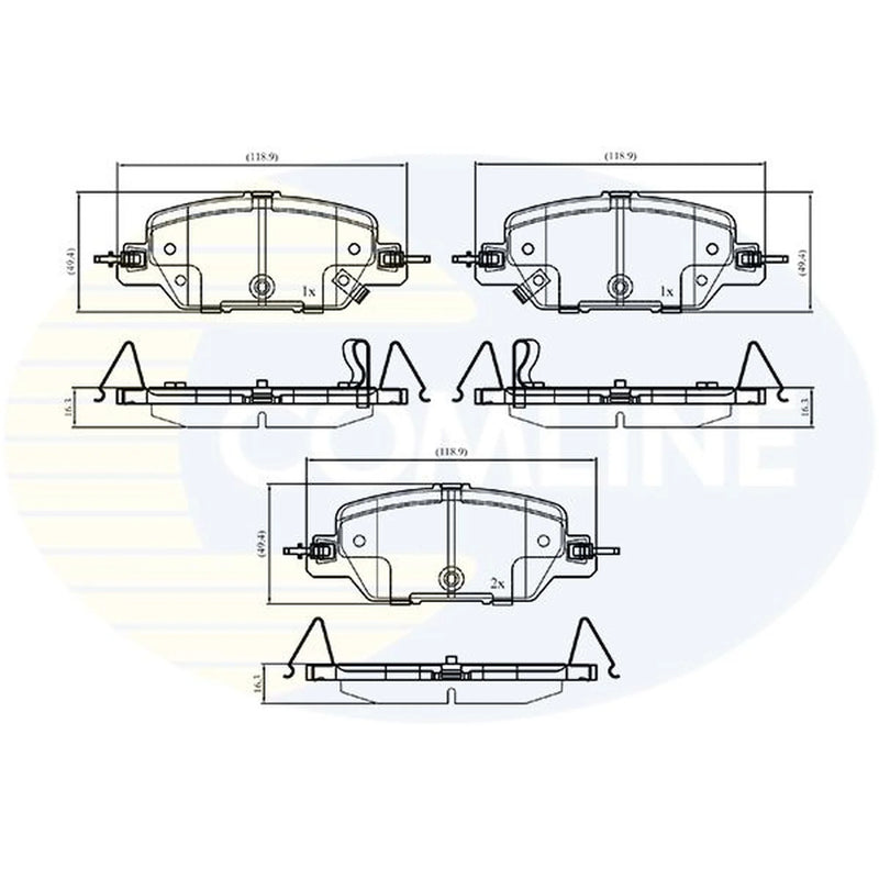 Comline 4 x Rear Brake Pad Set CBP33301