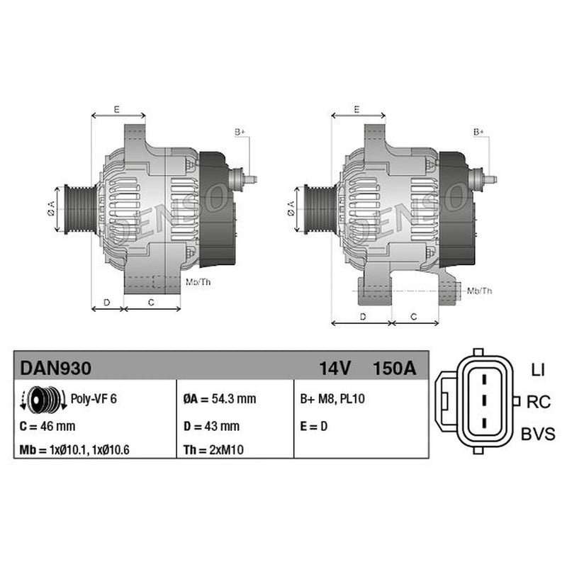 Denso Car Alternator 12V DAN930