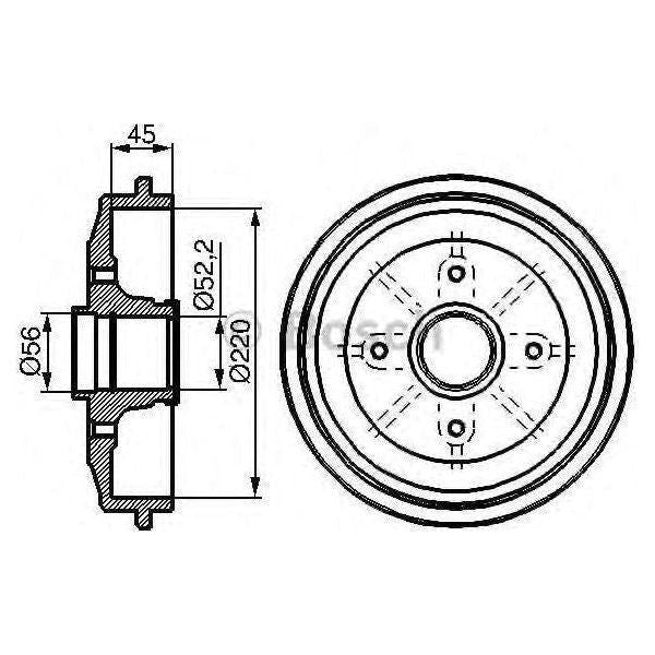 Genuine Bosch Brake Drum Single Db222 Fits Peugeot 208 Bluehdi - 1.6 - 15- 09864 Bosch  - Town Parts