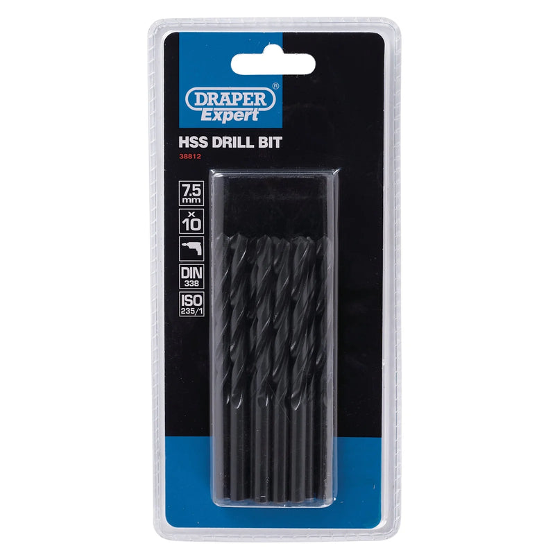 Draper Expert HSS Drill Bit 7.5 x 220mm Pack of 10
