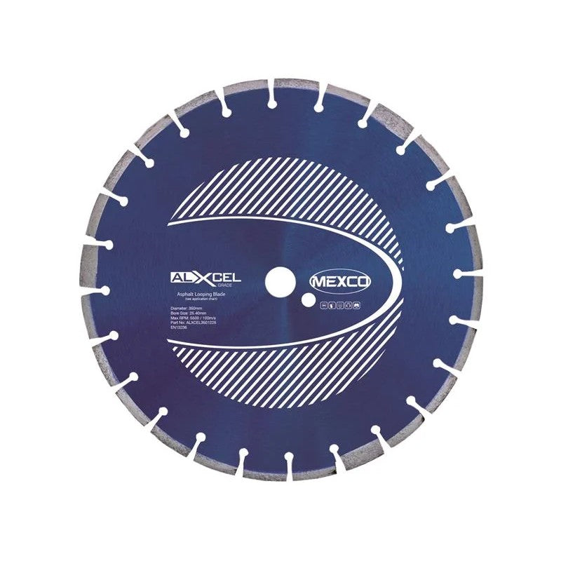 MEXCO Asphalt Looping Diamond Blade 350 x 25.4mm x 12mm Width - ALXCEL3501225