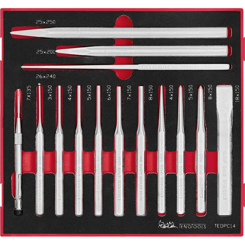 Teng Tools Punch & Chisel Set FOAM2 14 Pieces