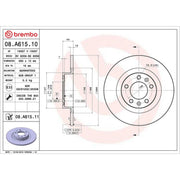 Brembo 2 x Solid Rear Brake Discs 08.A615.11