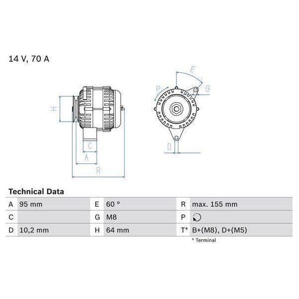 Bosch Reman Alternator 3873 0986038730 Bosch  - Town Parts