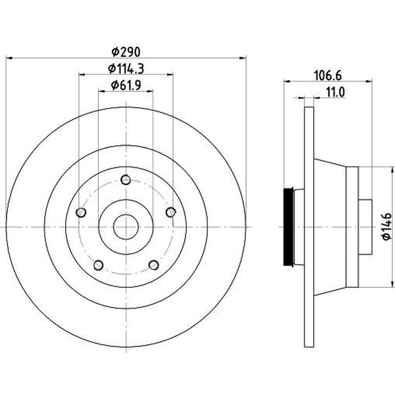 Mintex 2 x Solid Rear Brake Discs MDC2624C