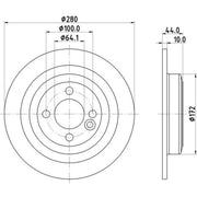 DON 2 x Solid Rear Brake Discs PCD15182
