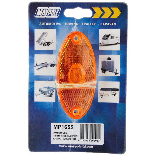 Maypole 12/24V Slim Line Oval LED Side Amber Marker & Reflector Maypole  - Town Parts