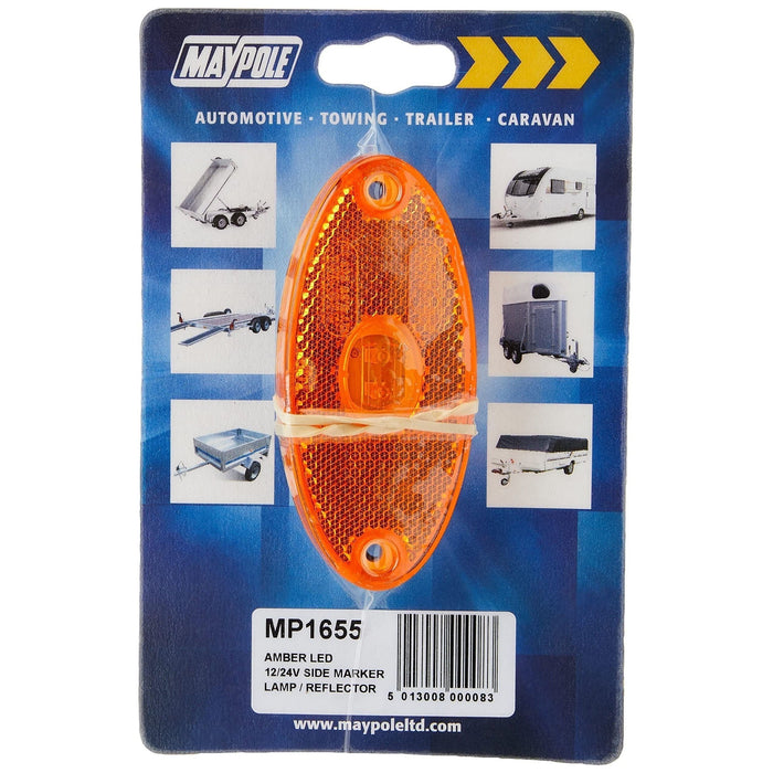 Maypole 12/24V Slim Line Oval LED Side Amber Marker & Reflector Maypole  - Town Parts