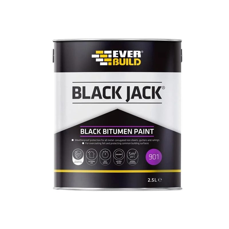 Everbuild Sika Black Jack® 901 Black Bitumen Paint 2.5 litre - 852658