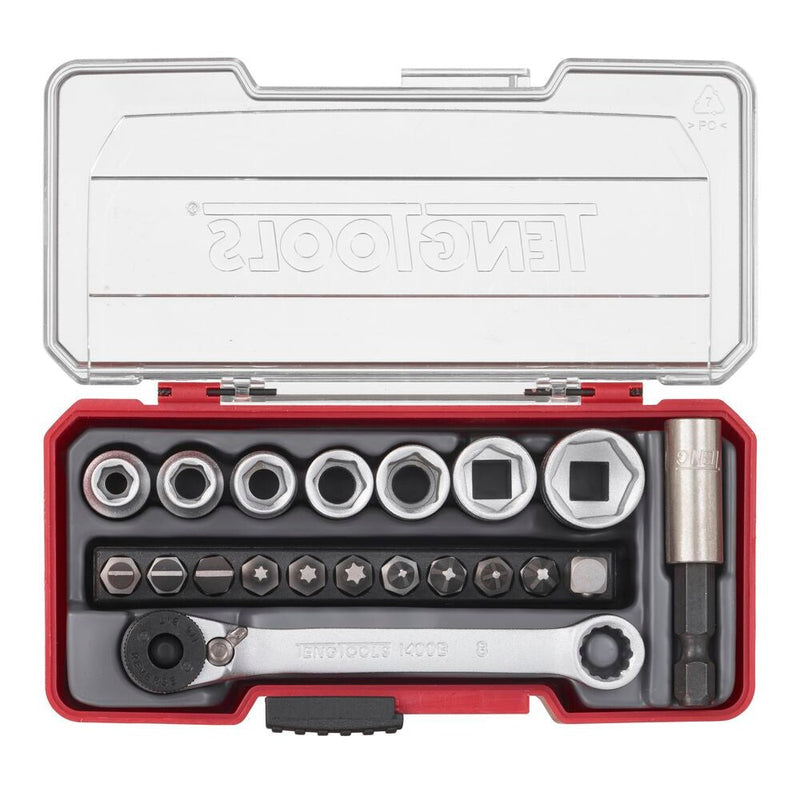 Teng Tools Socket Set 1/4" Drive 20 Pieces with Belt Clip