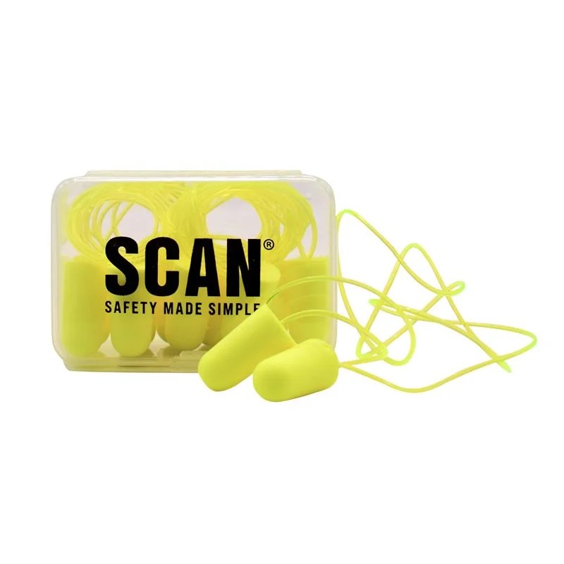 Scan Foam Earplugs & Cord (6 Pairs) - EC-1001A-C