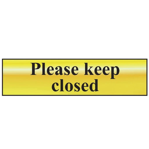 Scan Please Keep Closed - Polished Brass Effect 200 x 50mm - 6019
