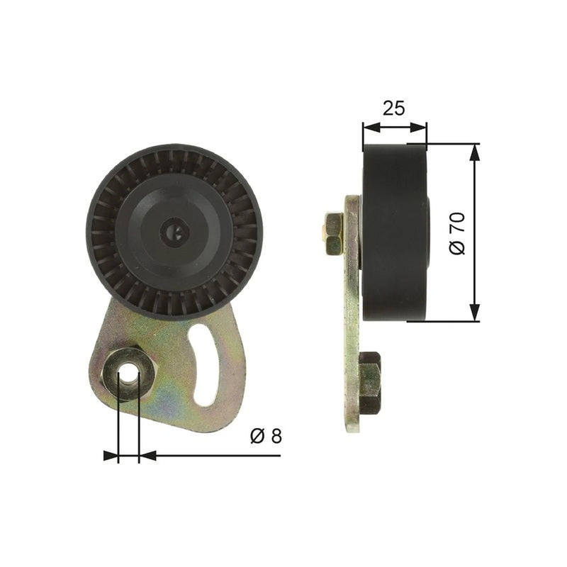 Gates V-Ribbed Belt Tensioner Pulley 70mm OD Wide T39019
