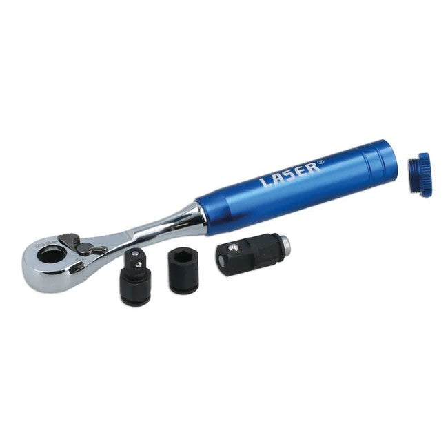 Laser Tools 3-in-1 Mini Ratchet Spanner - with Interchangeable Drives - PL