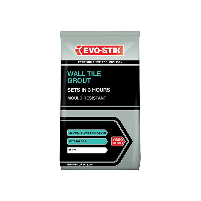 Evo-Stik Mould Resistant Wall Tile Grout White 500g - 30812722