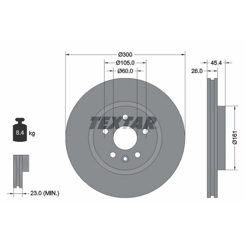 Textar 2 x Internally Vented Brake Discs 92277203