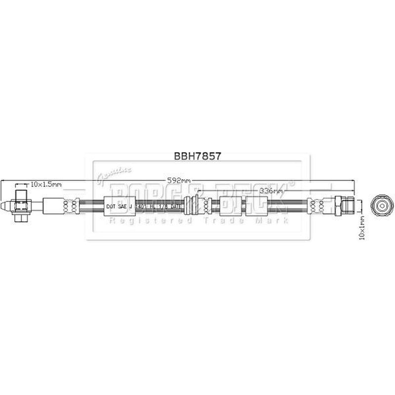 Borg & Beck Brake Hydraulic Hose Line Front Left BBH7857