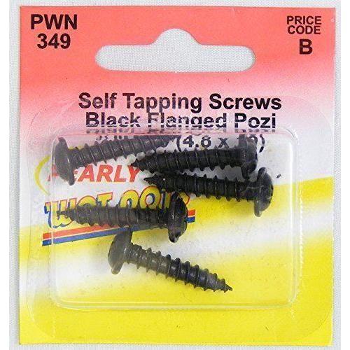Wot-Nots Screw Self Tap Flanged - 1/2in. x 6 Black - Pack of 5 Pearl Automotive  - Town Parts