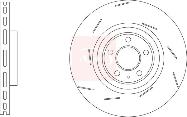 Apec 2 x Brake Disc Set Slotted/Internally Vented