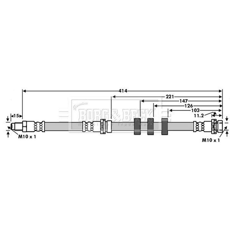 Borg & Beck Brake Hydraulic Hose Line Front Left BBH8010