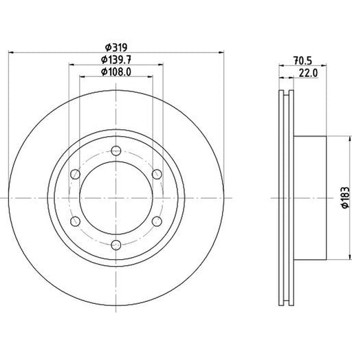DON 2 x Internally Vented Front Brake Discs PCD16122