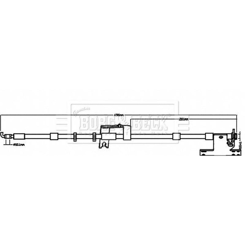 Borg & Beck Brake Hydraulic Hose Line Rear Right BBH8508