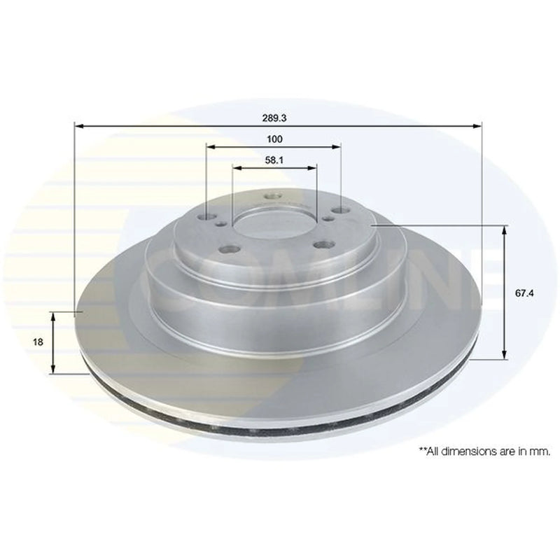 Comline 2 x Internally Vented Rear Brake Discs ADC0820V