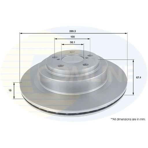 Comline 2 x Internally Vented Rear Brake Discs ADC0820V
