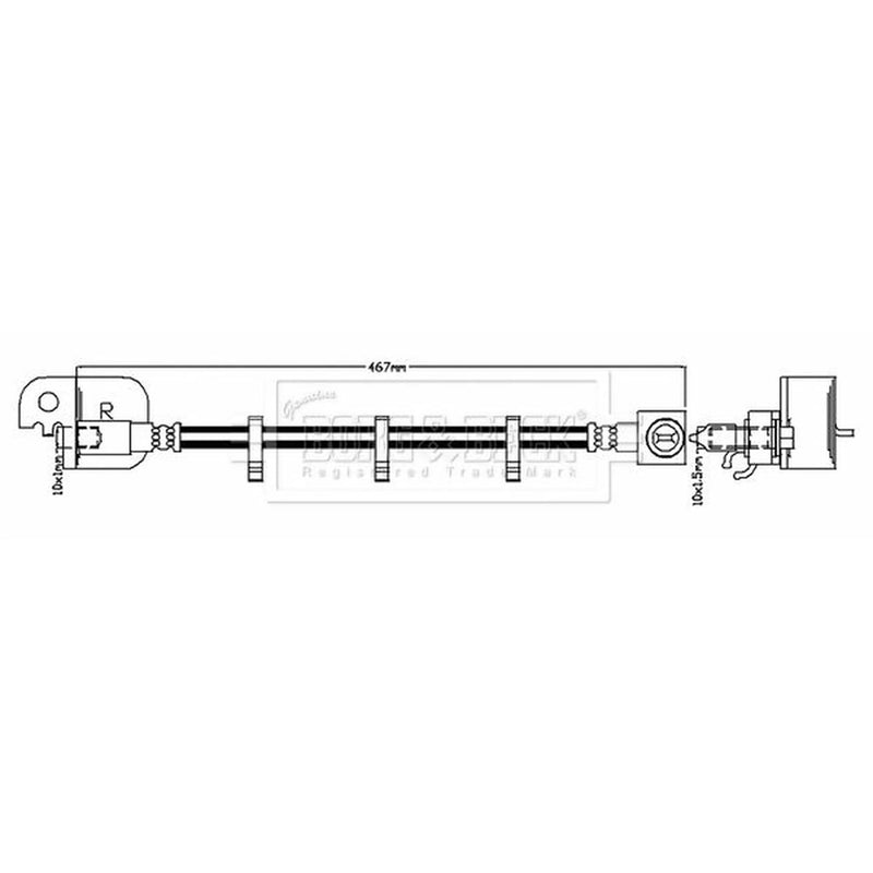 Borg & Beck Brake Hydraulic Hose Line Front Right BBH8831
