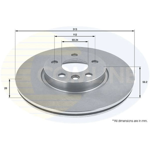 Comline 2 x Internally Vented Front Brake Discs ADC1441V