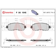 Brembo 4 x Front Brake Pad Set P56104E