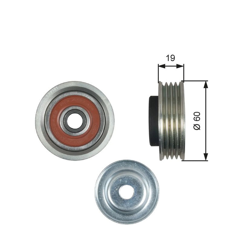 Gates V-Ribbed Belt Tensioner Pulley 60mm OD Wide T39181