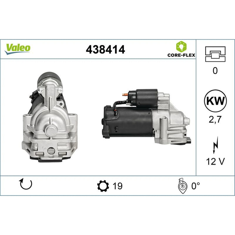 Valeo Starter Motor 12V 2.2kW 19 Teeth 438414