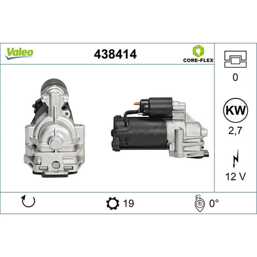 Valeo Starter Motor 12V 2.2kW 19 Teeth 438414