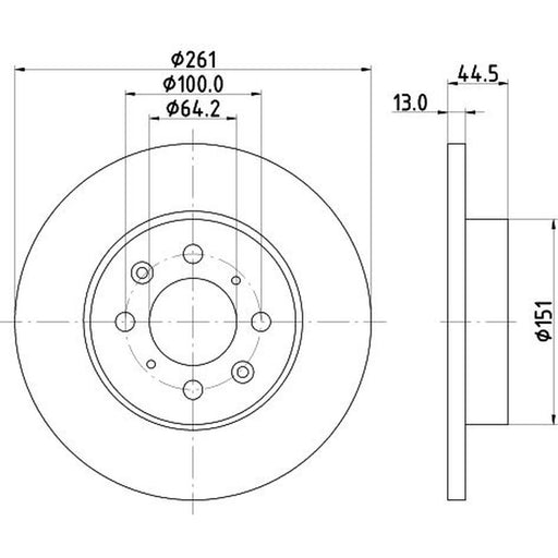 DON 2 x Solid Front Brake Discs PCD14782