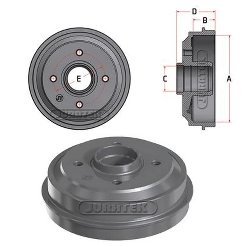 Juratek Brake Drum Assembly Rear JDR016