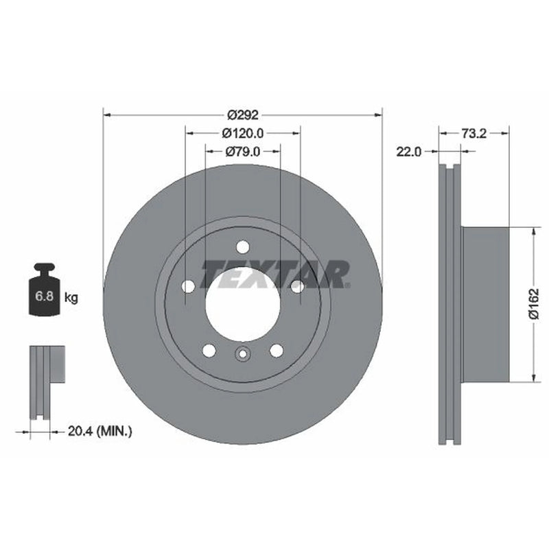 Textar 2 x Vented Front Brake Discs 92132805