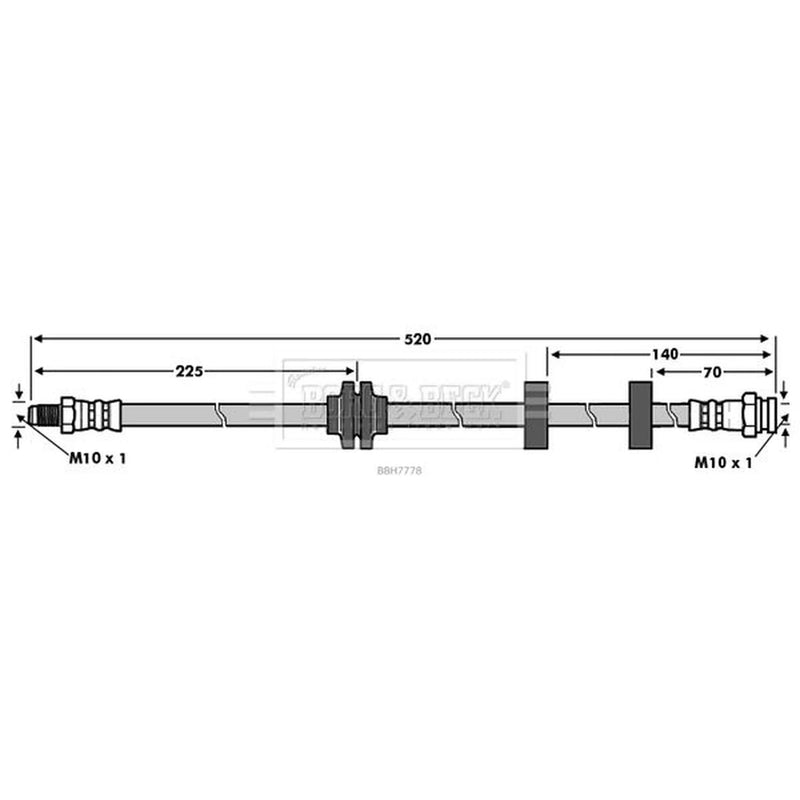 Borg & Beck Brake Hydraulic Hose Line Front Left BBH7778