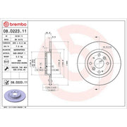 Brembo 2 x Solid Rear Brake Discs 08.D223.11