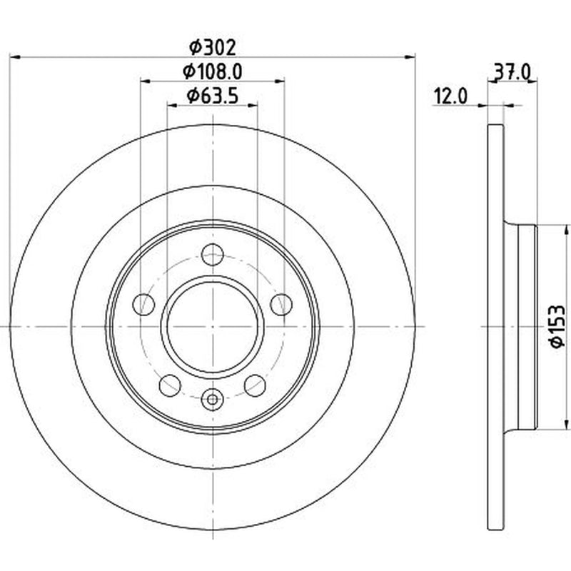 DON 2 x Solid Rear Brake Discs PCD17852