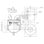 Febi Air Suspension Bellow 225mm Rear 174467