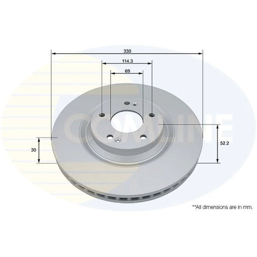Comline 2 x Front Brake Discs ADC5080V