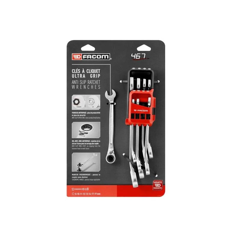 Facom 440XL Long Combination Wrench Set, 8 Piece - 440XL.JP8PB